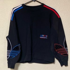 Adidas Women’s Black Three  Stripes Trefoil Crop Top Sweatshirt size XS